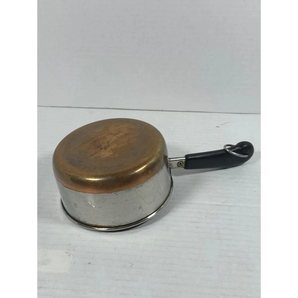 Revere Ware 1 Qt Saucepan with‎ Lid Copper Clad Bottom Stainless Steel 1801 USA
